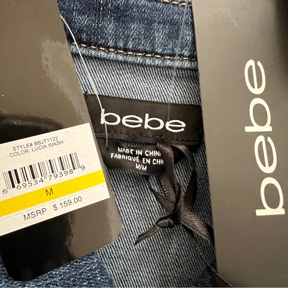 bebe Cropped Bling Denim Jacket - Picture 12 of 16